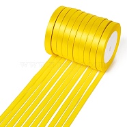 Single Face Satin Ribbon, Polyester Ribbon, Yellow, 3/8 inch(10mm), about 25yards/roll(22.86m/roll), 10rolls/group, 250yards/group(228.6m/group)(RC10mmY015)