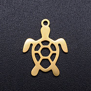 304 Stainless Steel Hollow Pendants, Turtle, Golden, 19x14x1mm, Hole: 1.5mm(A-STAS-Q201-JN280-2)