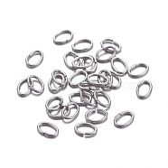 304 Stainless Steel Jump Rings, Open Jump Rings, Oval, Stainless Steel Color, 26 Gauge, 3x2x0.4mm, Inner Diameter: 1x2mm(STAS-F221-40P-E)