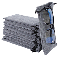 12Pcs Velvet Glasses Storage Drawstring Bag, Cotton Lining, Rectangle, Gray, 18x9x0.3cm(ABAG-BBC0001-16E)