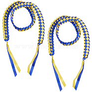 Two Tone Graduation Ribbon Leis, Braided Grad Lei for High School College Graduation Party Decor, Yellow, 1540~1590x34x1.5mm(FIND-WH0423-78C)