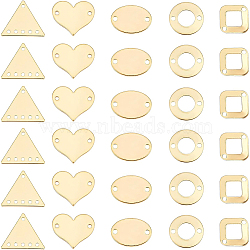 30Pcs 5 Style Eco-Friendly Brass Connector Charms & Chandelier Component Links, Cadmium Free & Lead Free, Donut & Rhombus & Oval & Heart & Triangle, Real 18K Gold Plated, 9.5~14x9.5~15x0.8~1mm, Hole: 1mm, 6pcs/style(KK-BC0008-16)