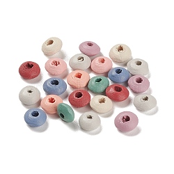 Spray Painted Natural Maple Wood Beads, Flat Round, Mixed Color, 8.5x4mm, Hole: 3.5mm, about 5555pcs/500g(WOOD-M007-02A)