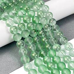 Frosted Transparent Glass Bead Strands, with Gold Powder, Round, Light Green, 8mm, Hole: 1mm(X1-GLAA-P065-8mm-04)