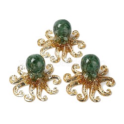 Octopus Resin Figurines, Reiki Gold Foil Natural Green Aventurine Chips Inside for Home Office Desk Decoration, 101x97x44mm(G-A100-01B)