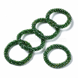 Faceted Transparent Glass Beads Stretch Bracelets, Rainbow Plated, Rondelle, Green, Inner Diameter: 2 inch(5cm)(BJEW-S144-002C-07)