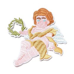Computerized Embroidery Cloth Iron on/Sew on Patches, Costume Accessories, Angel, Colorful, 93x83x1.5mm(DIY-H100-12)