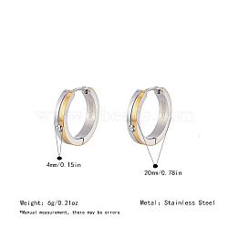 Two Tone 304 Stainless Steel Rhinestone Hoop Earrings for Women, Real Gold Plated & Stainless Steel Color, 20x4mm(OJ2357-1)