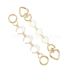 2Pcs 2 Styles Alloy White Enamel Moon Heart Link Bag Extender Chains, with Alloy Spring Gate Ring, Bag Replacement Accessories, Golden, 161~169mm, 1pc/style(HJEW-YW00084-02)