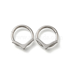 304 Stainless Steel V Shaped Hoop Nose Rings, Platinum, 12x10.5x2.2mm, Inner Diameter: 7.8mm(AJEW-D306-07P)