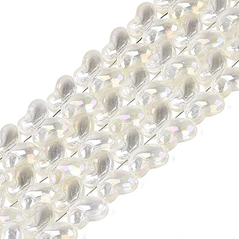 Baking Paint Electroplate Transparent Glass Beads Strands, Butterfly, AB Color Plated, Light Yellow, 10x14.5x5.5mm, Hole: 0.8~1mm, about 56~61pcs/strand, 16.73~18.31 inch(42.5~46.5cm)