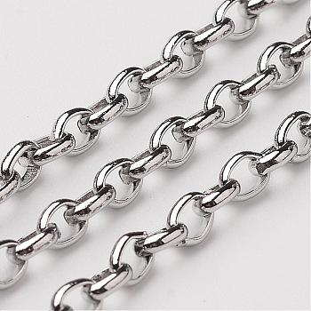 304 Stainless Steel Rolo Chains, Belcher Chains, Soldered, Stainless Steel Color, 4x3x1mm