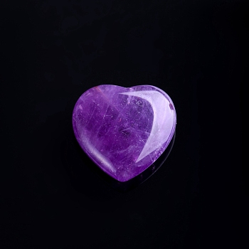 Natural Amethyst Love Heart Stone, Pocket Palm Stone for Reiki Balancing, Home Display Decorations, 20x20mm