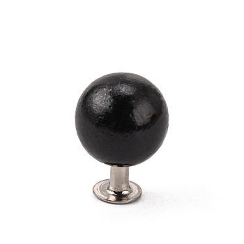 ABS Plastic Imitation Pearl Rivet Studs, with Iron Findings, Black, 8mm, Finding: 4x5mm