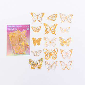 Waterproof PET Plastic Adhesive Sticker Lables, for Suitcase, Refrigerator, Mobile Phone Shell, Scarpbook, Notebook, Rectangle, Butterfly Pattern, 50~80x50~80mm, about 45pcs/bag