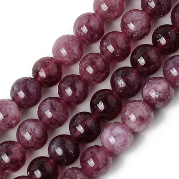 Natural Quartz Beads Strands, Dyed & Heated, Imitation Quartz, Round, Purple, 8~8.5mm, Hole: 1.2mm, about 48pcs/strand, 15.35 inch(39cm)