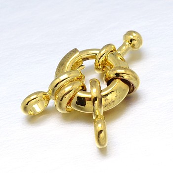 Brass Spring Ring Clasps, Golden, 17x6mm, Tube Bails: 10.5x6x1.5mm, Hole: 3mm