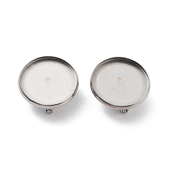 304 Stainless Steel Brooch Base Settings, Flat Round, Stainless Steel Color, 19.5x2mm, Tray: 18mm