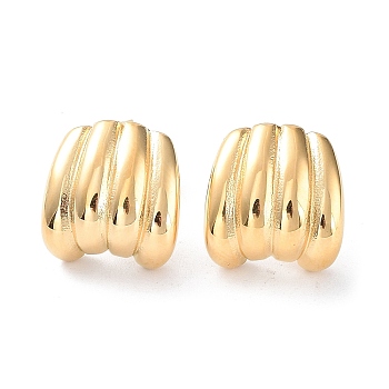 304 Stainless Steel Stud Earrings, Real 14K Gold Plated, 14.5x14mm