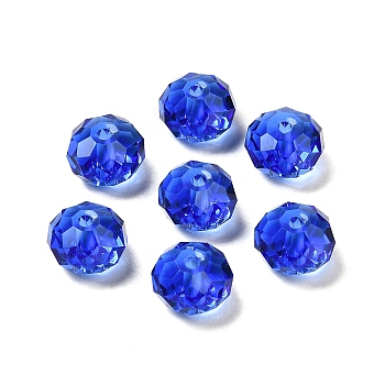 Glass Imitation Austrian Crystal Beads, Faceted, Rondelle, Royal Blue, 8x5~5.5mm, Hole: 1.2~1.5mm