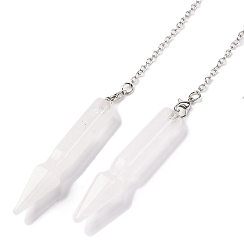 Natural Quartz Crystal Pointed Dowsing Pendulums, Spear Charms with Rack Plating Platinum Tone Alloy Findings, Cadmium Free & Lead Free, 177mm