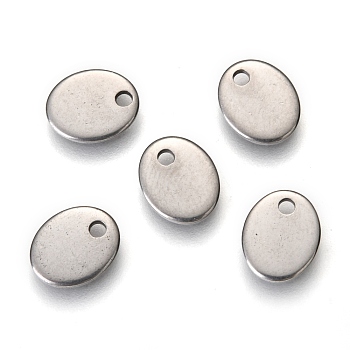 304 Stainless Steel Chain Extender Drop, Stamping Blank Tag, Oval, Stainless Steel Color, 9x7x1mm, Hole: 1.5mm
