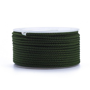 Polyester Braided Cord, Dark Olive Green, 2mm, about 16.4 yards(15m)/roll