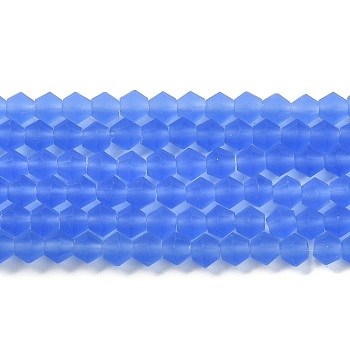 Imitate Austrian Crystal Frosted Glass Beads Strands, Grade AA, Faceted, Bicone, Cornflower Blue, 4x4mm, Hole: 0.8~1mm, about 75~78pcs/strand, 28~29cm