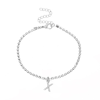 Fashionable and Creative Rhinestone Anklet Bracelets, English Letter X Hip-hop Creative Beach Anklet for Women