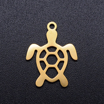 304 Stainless Steel Hollow Pendants, Turtle, Golden, 19x14x1mm, Hole: 1.5mm