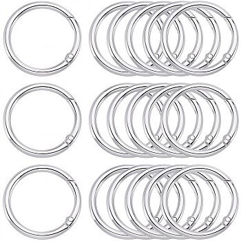 Zinc Alloy Spring Gate Rings, O Rings, Platinum, 6 Gauge, 39x4mm, Inner Diameter: 31mm, about 20pcs/box
