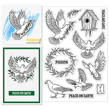 Custom PVC Plastic Clear Stamps, for DIY Scrapbooking, Photo Album Decorative, Cards Making, Pigeon, 160x110mm