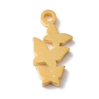 PVD Vacuum Plating 304 Stainless Steel Charms, Laser Cut, Butterfly Charms, Golden, 11x5.5x1mm, Hole: 1.2mm