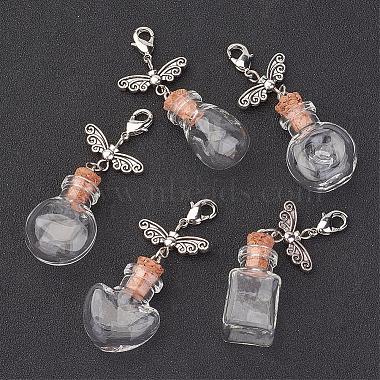 Mixed Color Clear Bottle Brass+Glass Big Pendants