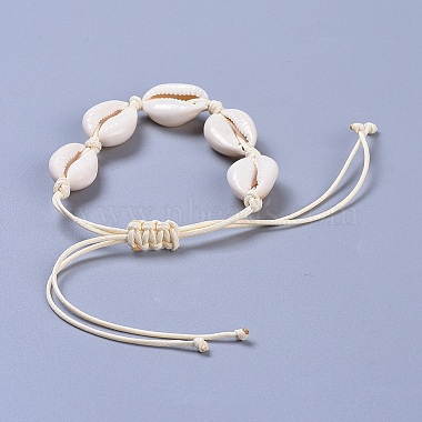 Adjustable Cowrie Shell Braided Bead Bracelets(X-BJEW-JB04278)-4