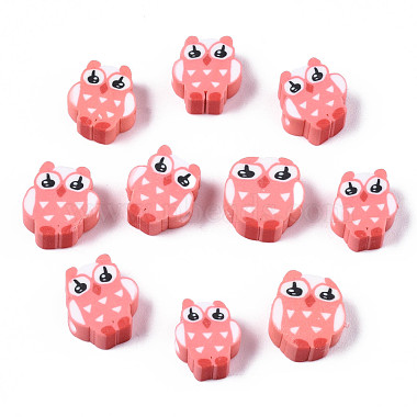 Light Coral Owl Polymer Clay Beads