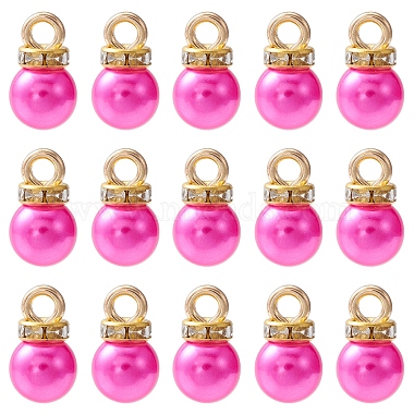 Golden Magenta Round ABS Plastic Charms