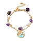 Nuggets Natural Amethyst & Imitation Pearl Multi-Strand Bracelets(BJEW-P326-03A-G)-1