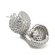 Round Shape Brass Micro Pave Clear Cubic Zirconia Stud Earrings(EJEW-Q785-11P)-2