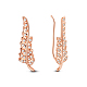 TINYSAND Elegant Women 925 Sterling Silver Leaf CZ Dangle Earring(TS-E250-RG)-1