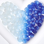 Transparent Resin UV Reactive Beads, Color Changing Beads, Imitation Cat Eye, Light Sky Blue, 10mm, Hole: 1.6mm, 100pcs(RESI-PA0001-39B-01)