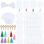 1 Set Felt Heat Tranfer Printing Scented Pieces Set, with Scented Pieces, Tassels Pendants, OPP Bags & Elastic Cord, White, 100x75x3mm, Hole: 5mm(DIY-SP0002-30)