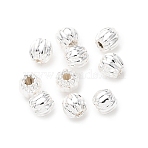 Brass Beads, Corrugated Round, Cadmium Free & Lead Free, Rack Plating, Long-Lasting Plated, 925 Sterling Silver Plated, 3x3mm, Hole: 0.9mm(KK-C157-33S)