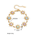 304 Stainless Steel Enamel Link Chain Bracelets for Women, Sun, Golden, Colorful, 7.09 inch(18cm)(WGB3238-01)