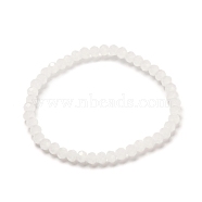 Faceted Glass Rondelle Beads Stretch Bracelet for Kid, Imitation Jade Glass Bracelet, White, 4x3.5mm, Inner Diameter: 1-7/8 inch(4.8cm)(BJEW-JB06807-19)