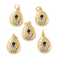 Brass Micro Pave Cubic Zirconia Pendants, Long-Lasting Plated, Cadmium Free & Lead Free, Teardrop, Real 18K Gold Plated, 16.5x11.5x4.5mm, Hole: 3.4mm(ZIRC-P092-009G-RS)