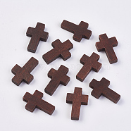 Wood Pendants, Dyed, Cross, Coconut Brown, 22x15x4.2mm, Hole: 2mm(WOOD-WH0020-A03)