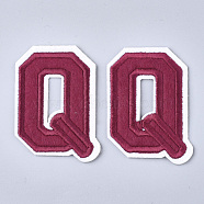 Computerized Embroidery Cloth Iron On Patches, Costume Accessories, Appliques, Letter, Letter.Q, 60x44x1.5mm(X-FIND-T030-064-Q)