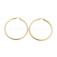 Ring 304 Stainless Steel Hoop Earrings for Women Men, Golden, 9 Gauge, 60.5x3mm, Pin: 0.6mm(EJEW-B049-01I-G)