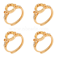 Adjustable Brass Finger Rings Components, Crystal Rhinestone Pad Ring Base Settings, Golden, , Tray: 8.3mm, US Size 7 1/2(17.7mm), 4pcs/box(KK-NB0003-02C)